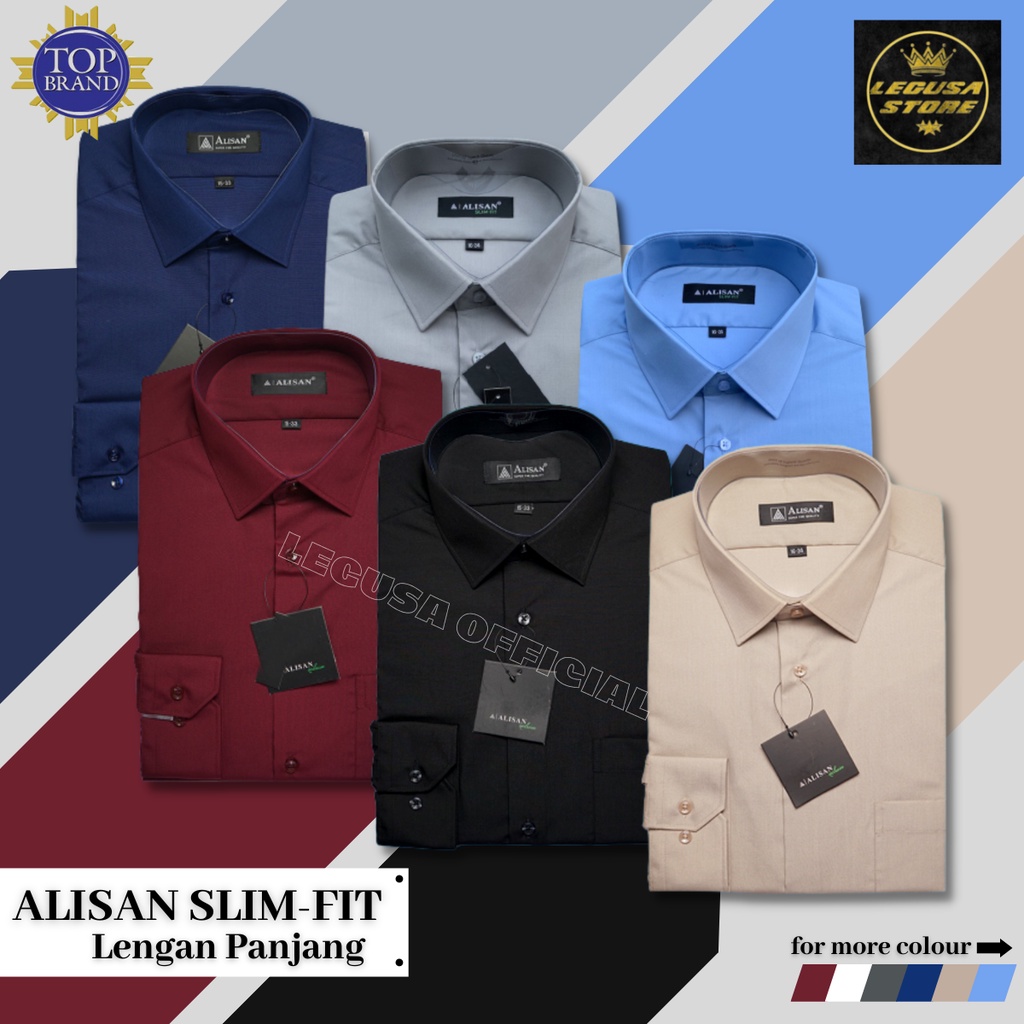 Kemeja Alisan Lengan Panjang Kemeja Formal Pria Alisan SLIMFIT Polos