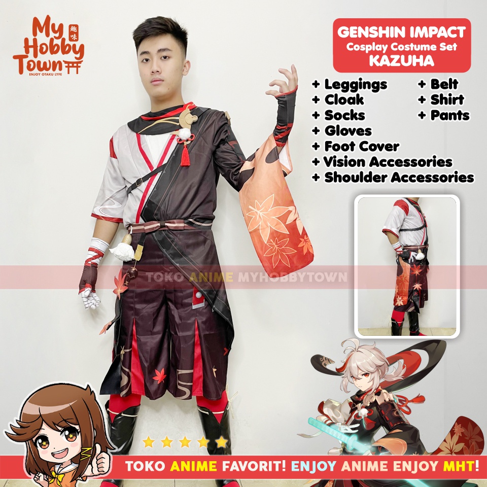 Kostum Cosplay Anime Game Genshin Impact Kaedehara Kazuha