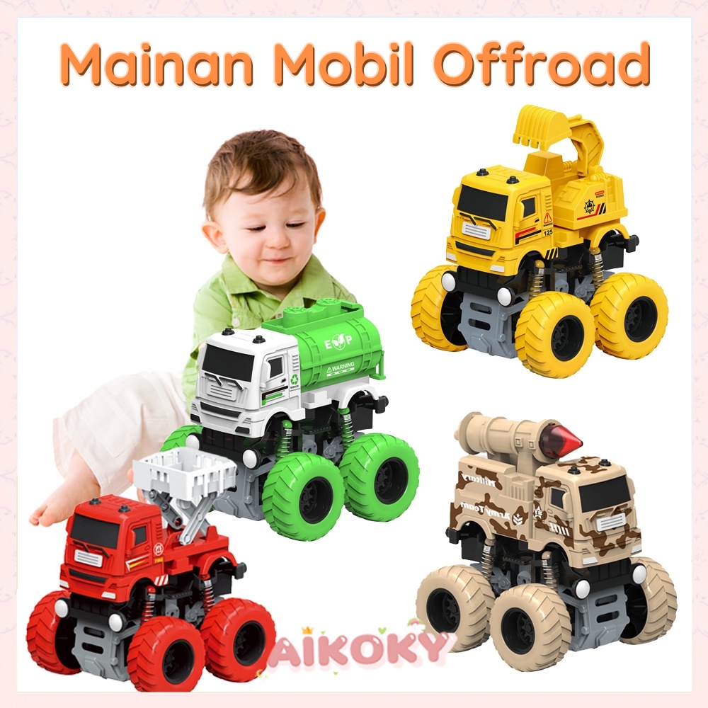 Aikoky Mainan Mobil Mobilan Offroad Anak Penggerak Empat Roda Inersia Rekayasa Tim Sanitasi Kebakaran Militer