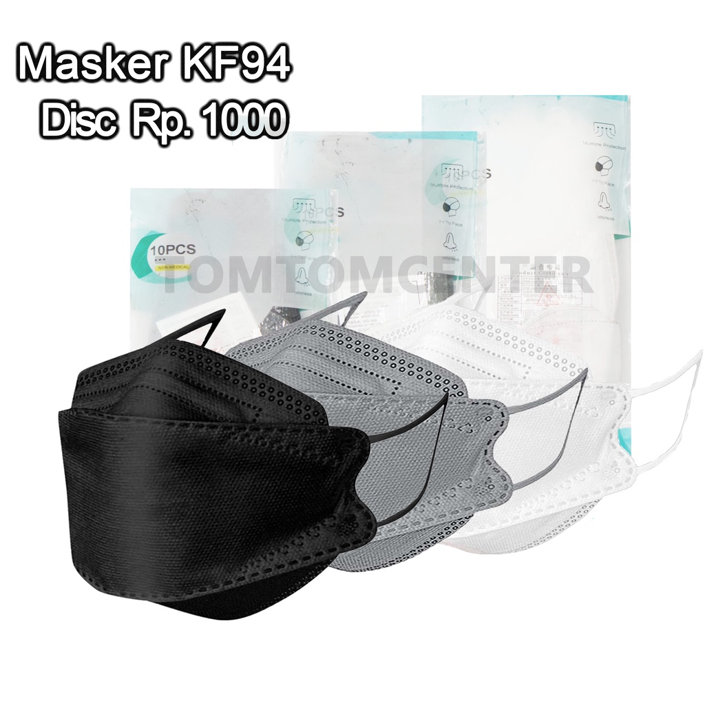 (Mouson) Masker Kf94 Mouson Isi 10 Pcs Warna Warni Hitam Putih Abu Murah