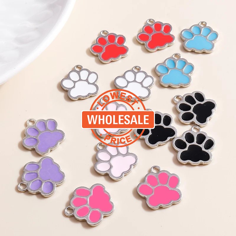 [Wholesale Prices] 5 Colors Cat Claw Accessories DIY Footprints Alloy Dripping Oil Accessories Cartoon Cute Cat Paw DIY Jewelry Sweet Necklace Bracelet Cat Claw Accessories