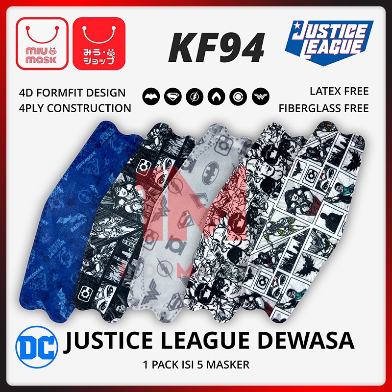 Masker MIU MASK Justice League KF94 Mask Dewasa(4Ply)
