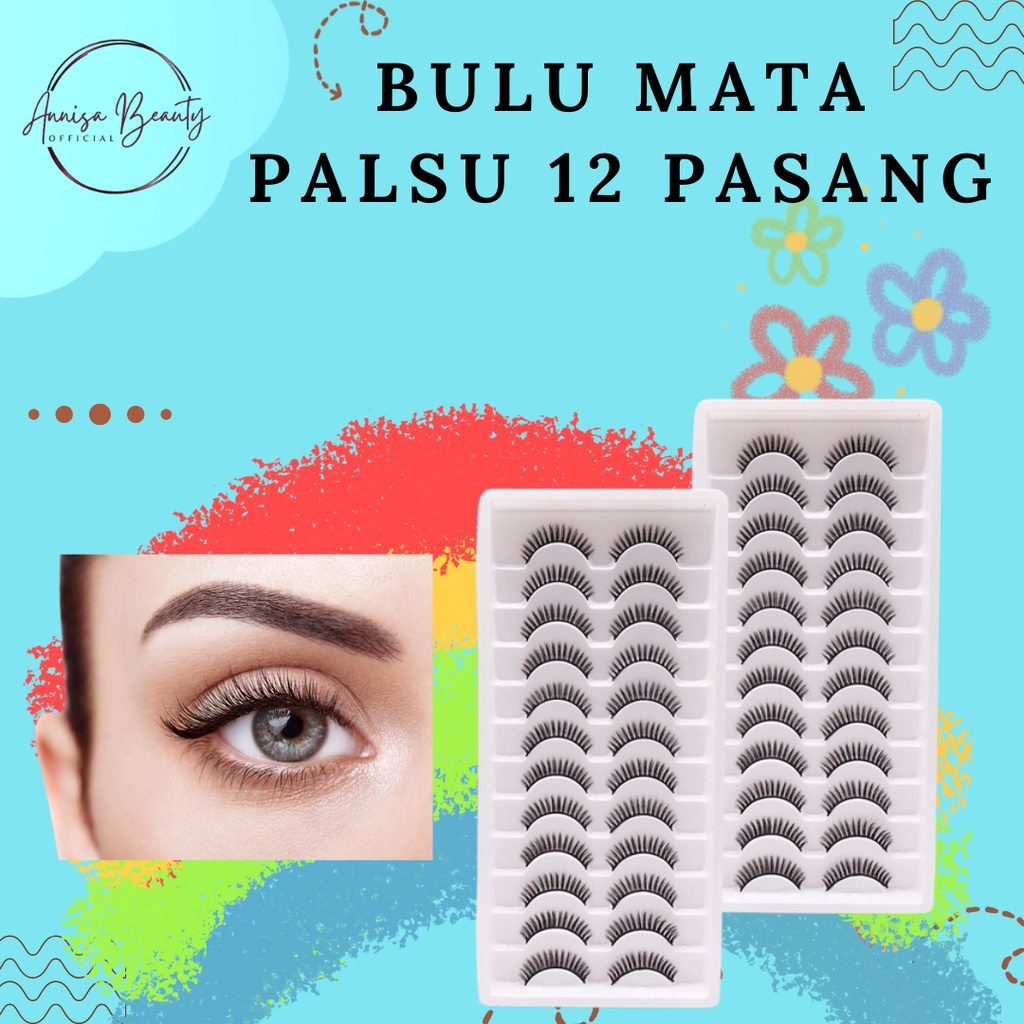 3D 42 -12 Pasang - BULU MATA PALSU-bulu halus&amp;lentik MEDIUM SOFT NATURAL false eyelashes 3D42