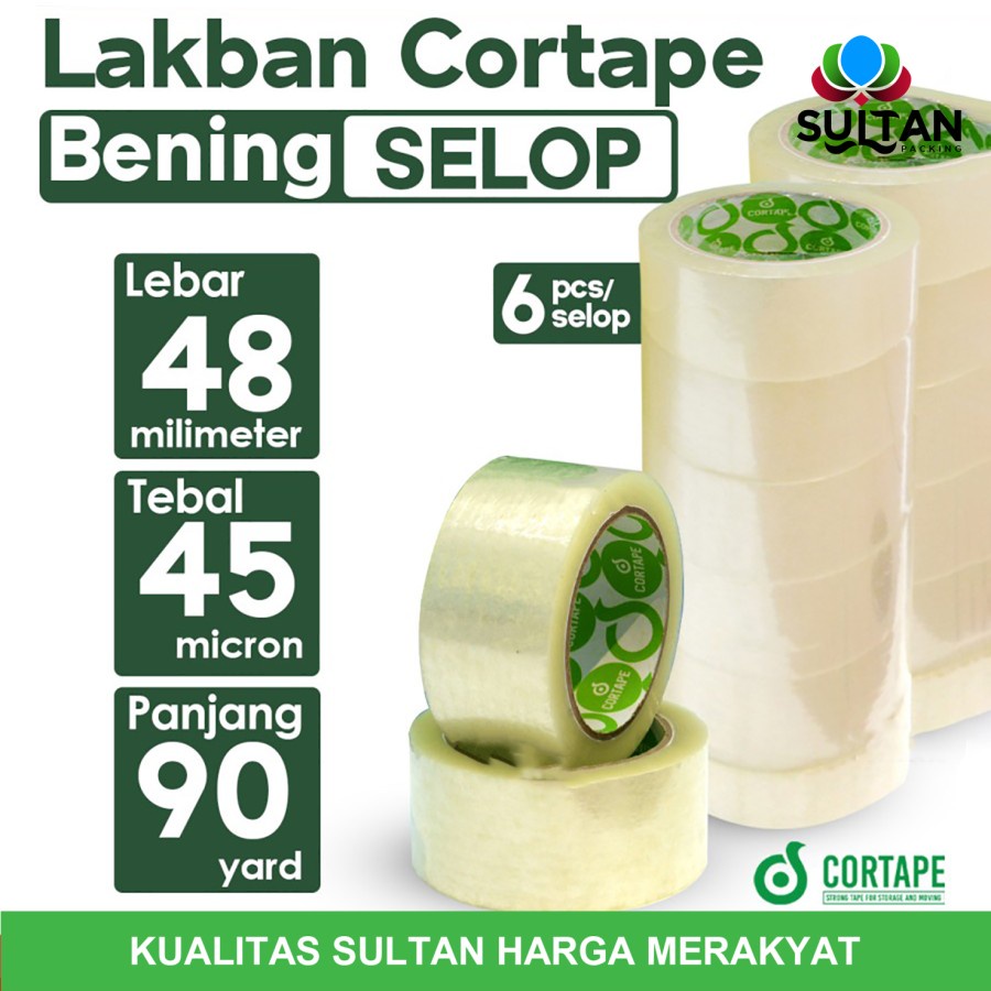 

Lakban Cortape Bening 48 mm x 90 yard Setara Daimaru Satu Selop