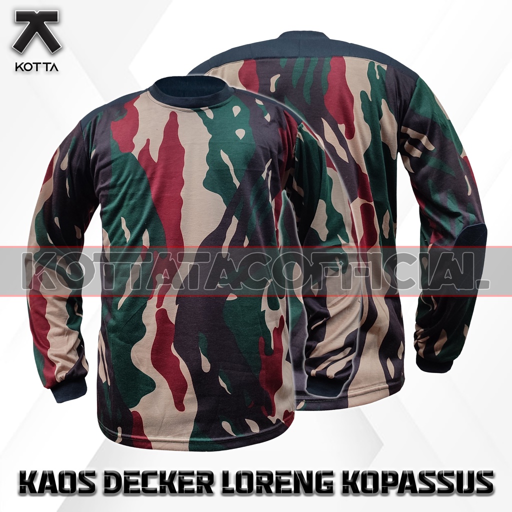 KAOS DECKER LORENG KOPASSUS - KAOS LORENG KOPASSUS - KAOS PANJANG LORENG TNI