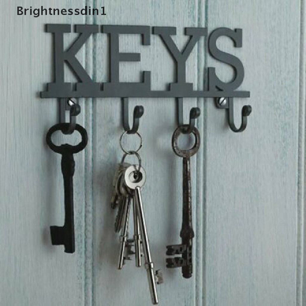 [Brightnessdin1] Gantungan Kunci Vintage Kait Penyimpanan Tempel Dinding Abu-Abu Rak Besi Gantungan Shabby Chic Butik