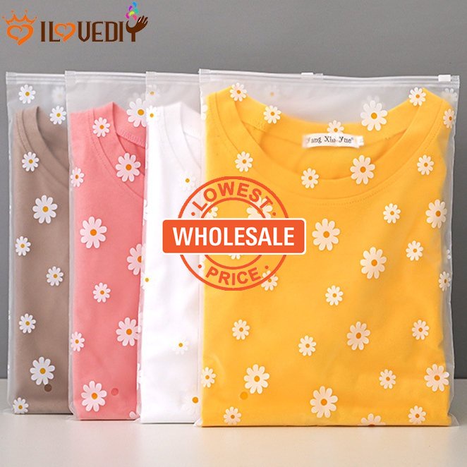 [Unggulan] Tas Penyimpanan Ritsleting Pakaian Little Daisy1Per5Pcs Kuning Buram Busur Ritsleting Organizer Bag Bening PE Frosted Underwear Storage Bag