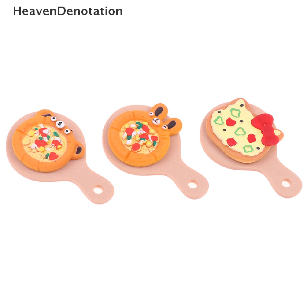 [HeavenDenotation] 1set Rumah Boneka Pizza Membantu Miniatur Piring Pizza Mainan Rumah Model Aksesoris HDV