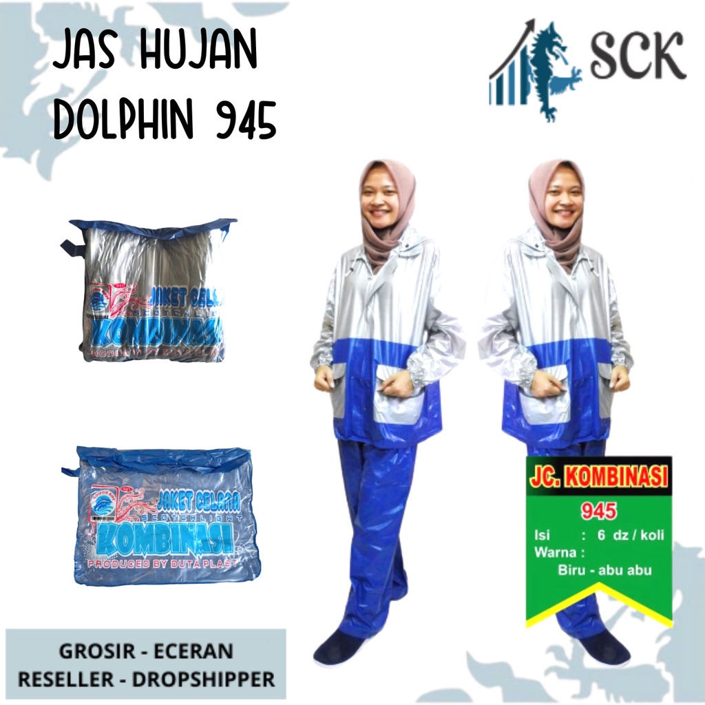 Jas Hujan DOLPHIN 945 Sporty / Jas Hujan  Pria Wanita Jas Hujan Metalik Murah - sckmenwear GROSIR