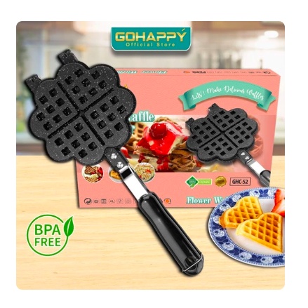 [ Go Happy ] FLOWER' WAFFLE MAKER - Cetakan kue wafel panggang tanpa oven, WAFFEL MAKER ukuran besar!