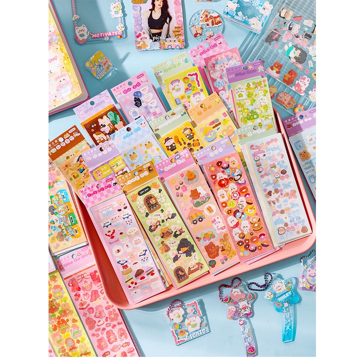 10pcs Banyak Gaya Lucu Kartun Tangan Akun Diary DIY Stiker Anak Buku Teks Laser Handwor Dekoratif Stiker Set