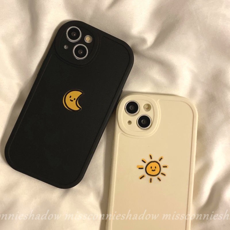 Couple Sun Moon Case Realme C53 C25 C21Y C31 C12 C25s C21 C3 C20 C15 5i 5S 6i C35 C30 GT Master Edition 8i 8 8pro C11 2021 6s 7i C17 7 6 C21Y C25Y C20A Simple Warna Solid Sarung