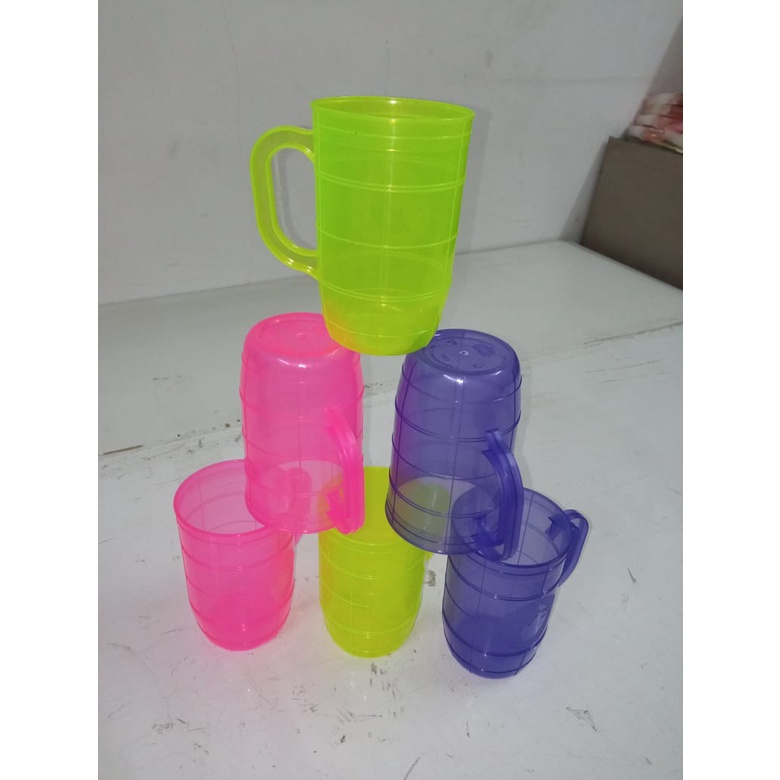 GELAS CANGKIR CUP ( BIR ) GELAS GAGANG BIR PLASTIK WARNA