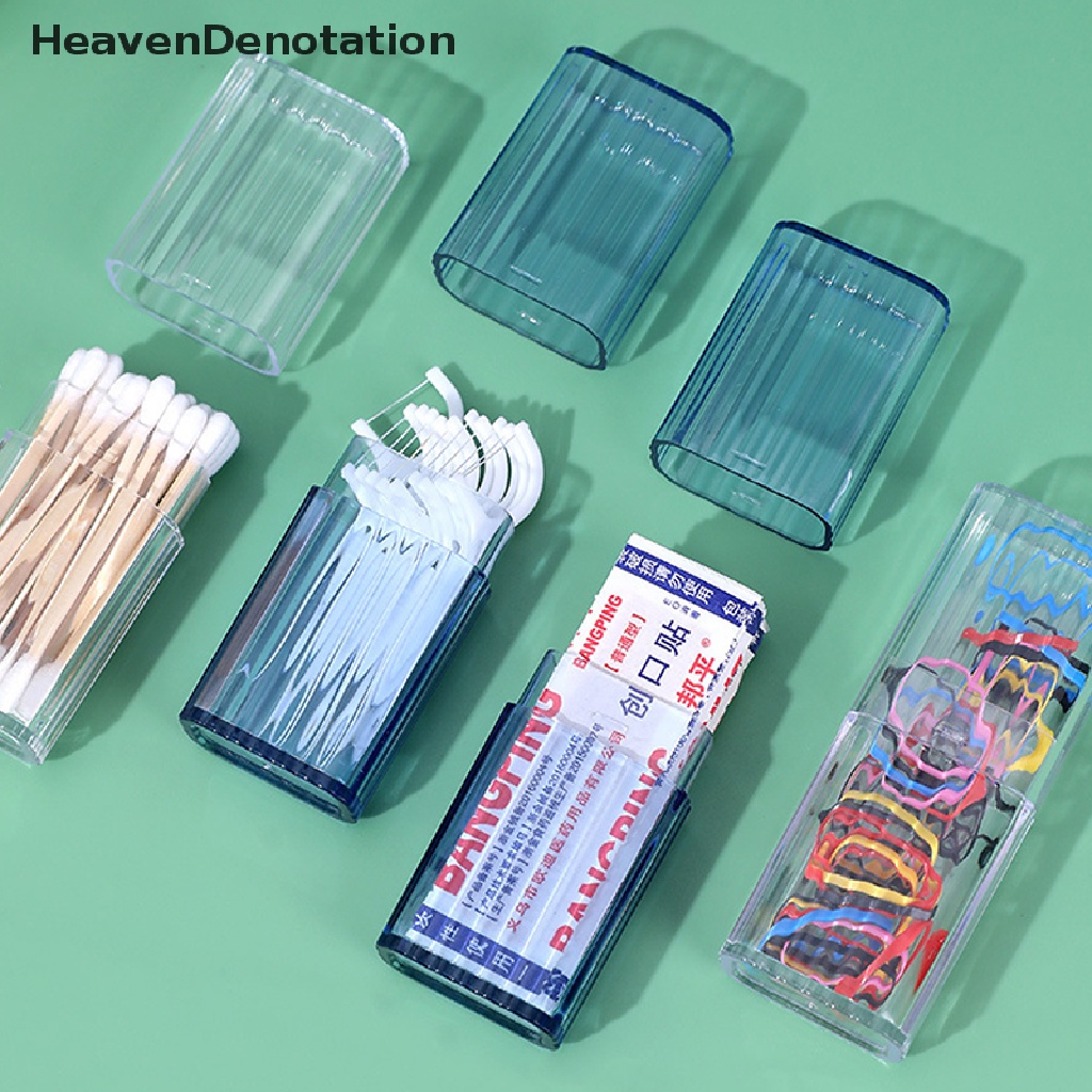 [HeavenDenotation] Kotak Penyimpanan Transparan Portabel Travel Tusuk Gigi Cotton Swab Box Finishing Box HDV