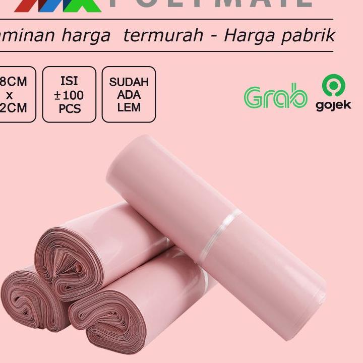 

EBR966 POLYMAILER ±100PCS 28x42CM BABY PINK PREMIUM GLOSSY PLASTIK POLYMAILER PINK <<>>