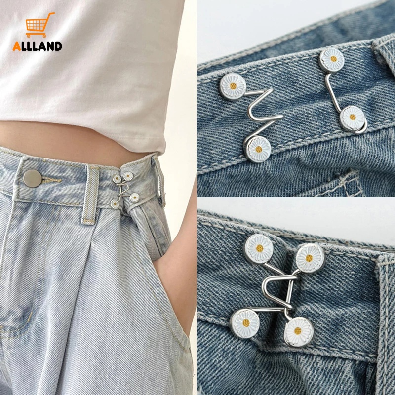 Diy Invisible Adjustable Metal Button/Bros Pinggang Mengencangkan Wanita/Kreatif Daisy Detachable Jeans Buttons