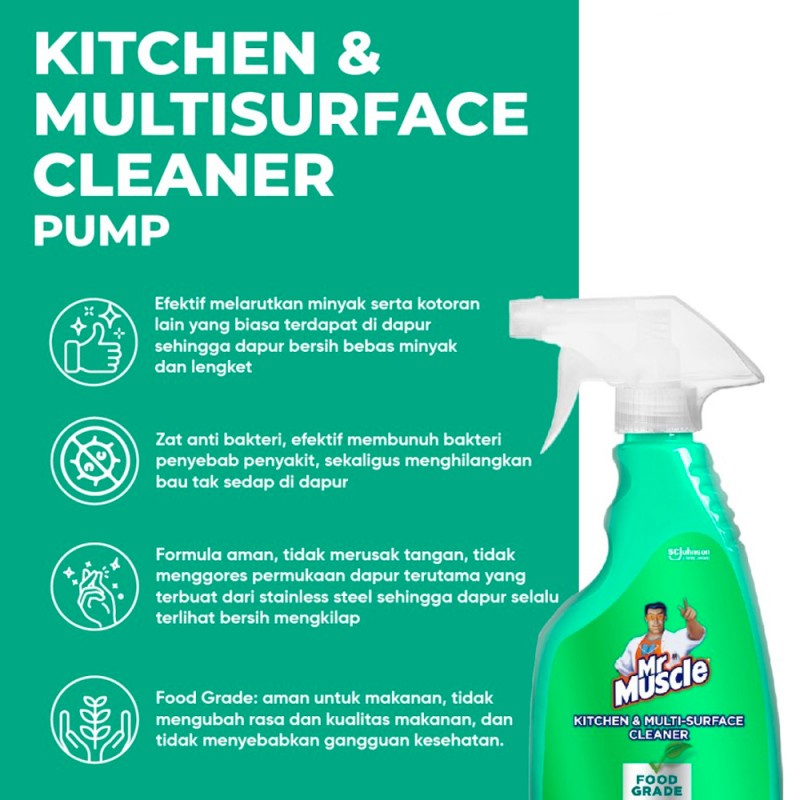 Mr Muscle Kitchen &amp; Multi Surface Cleaner Food Grade Pump - 500 ml