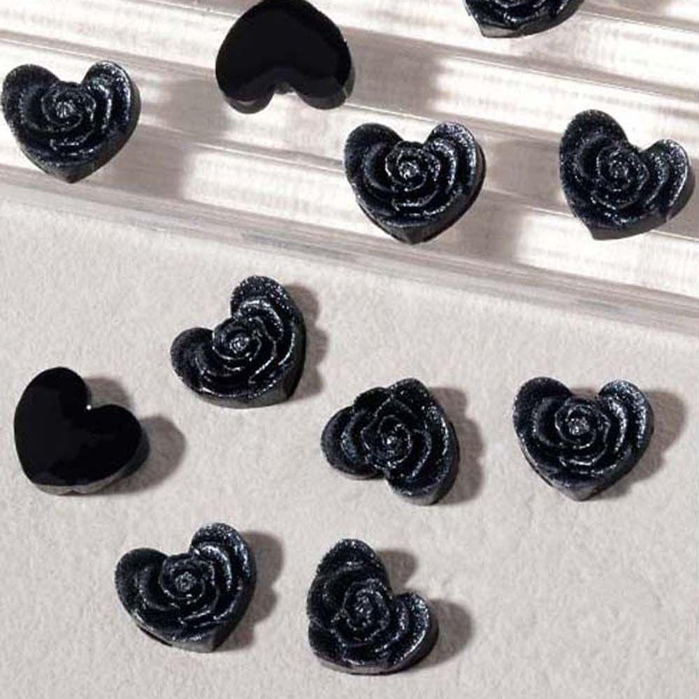 Mxbeauty Hiasan Kuku Hati Love Heart Resin Rose Hiasan Kuku Bunga Nail Jewelry