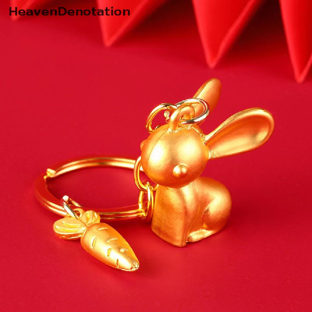 [HeavenDenotation] Zodiak Kelinci Emas Mengirim Berkah Wortel Gantungan Kunci Kelinci Yang Kaya Gantungan Kunci Logam Untuk Tas Gantungan Kunci Mobil Hadiah Selamat Tahun Baru HDV