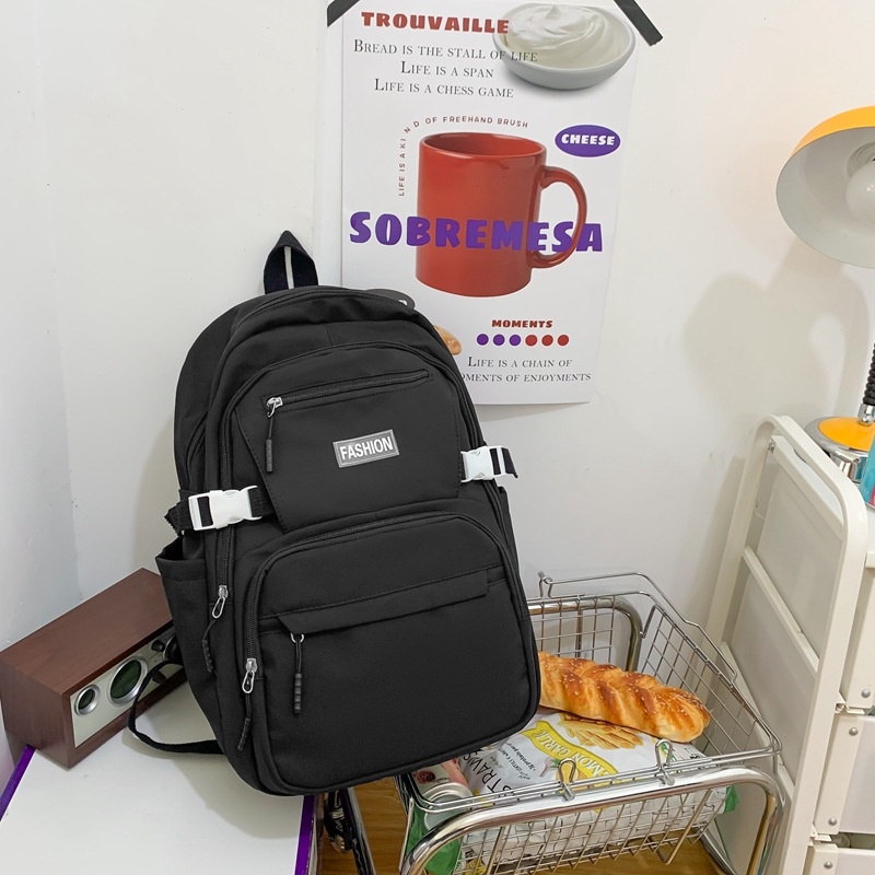MB Tas Ransel Sekolah Polos Kekinian Backpack Kampus /Kuliah W04