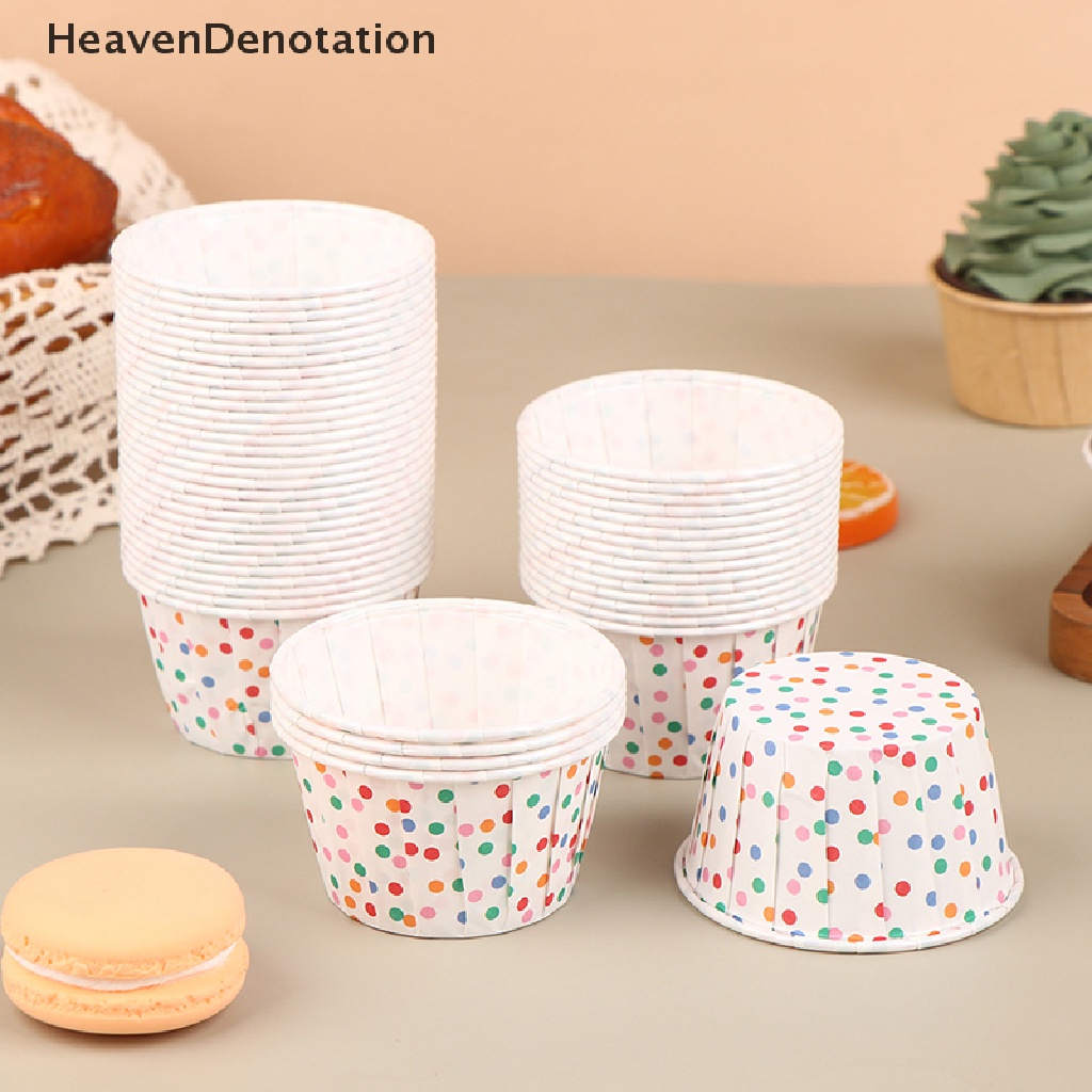 [HeavenDenotation] 50pcs Curling Paper Cup Flanging Gelas Kertas Kue Oilproof Cupcake Baking Cup HDV