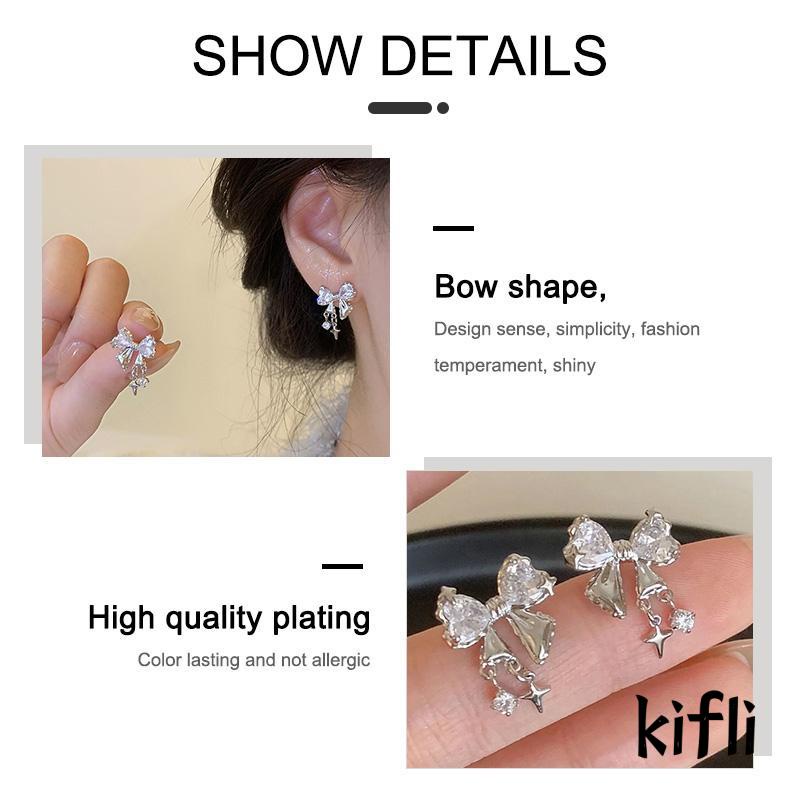 [KD] Anting Bermutu Tinggi Fashion Temperamen Wanita Desain Rasa Ikatan Simpul Sederhana Anting Zirkon