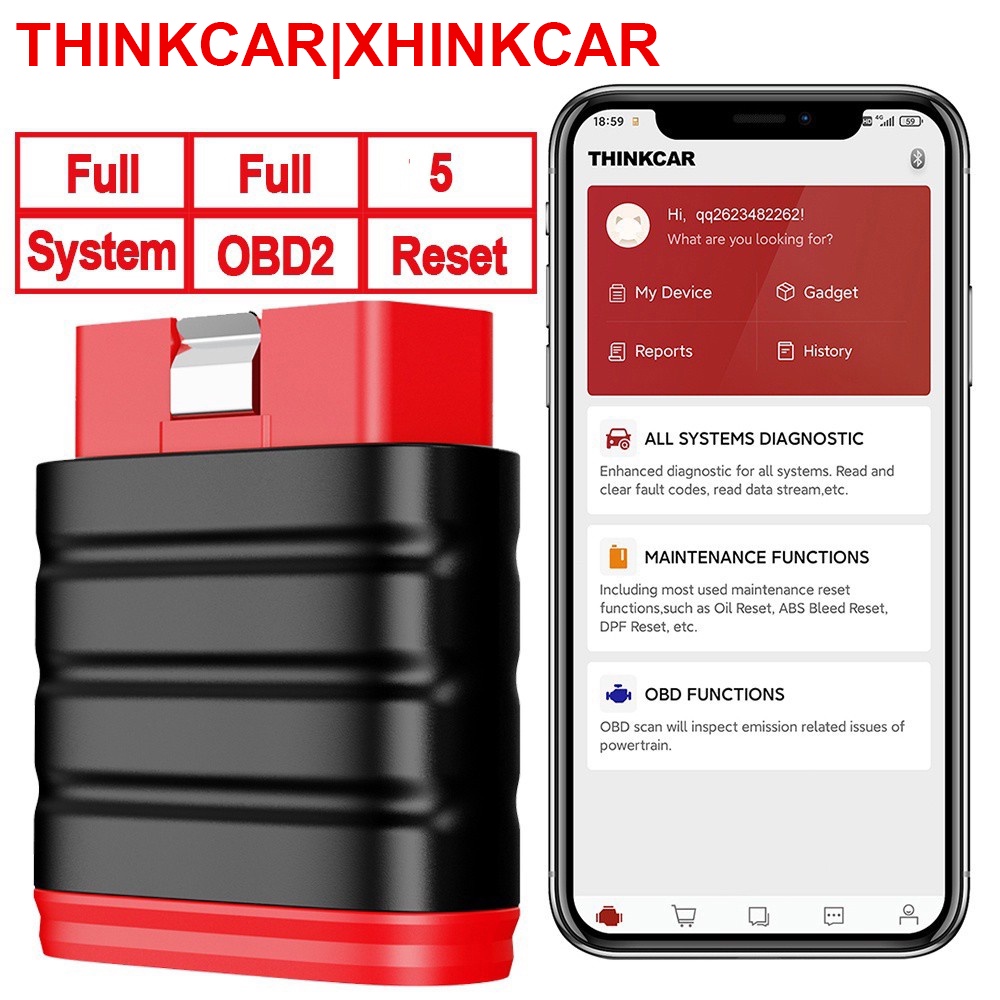 【Bahasa Indonesia】Thinkcar Thinksafe Scanner Mobil Obd2 Alat Scanner Mobil JOBD/OBDII/EOBD Car Scanner Obd2 Scanner Odb2 Car Diagnostic Tool Obd Car Diagnostic Scanner Automotive Scanner PK Thinkdiag Mini