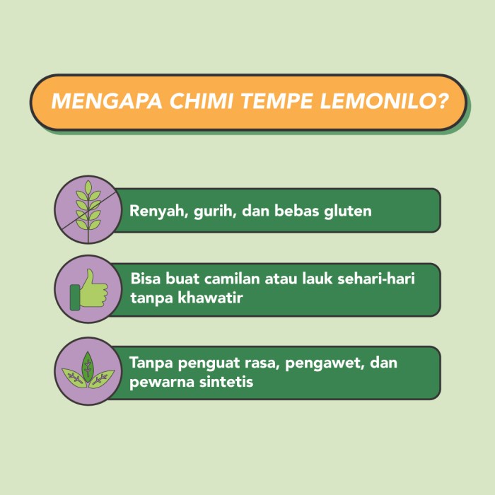 

Terlaris ✨ -2 Pcs Lemonilo Paket Komplit Chimi Keripik Tempe 50g2.2.23