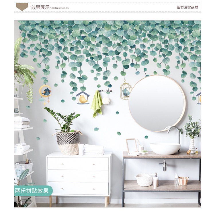 Tropical Daun Atas Sudut Garis Ruang Tamu Kamar Tidur Stiker Dinding Pintu Tanaman Dekorasi Wall Sticker