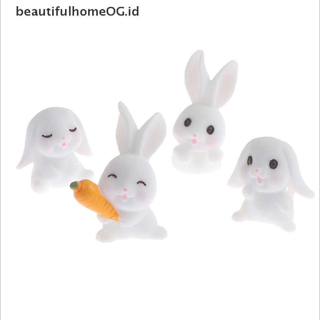 // Beautifulhomeog.id// 4Pcs Easter Rabbit Carrot Miniatur Dekorasi Taman Mini Bunny Easter Cupcake Decor **