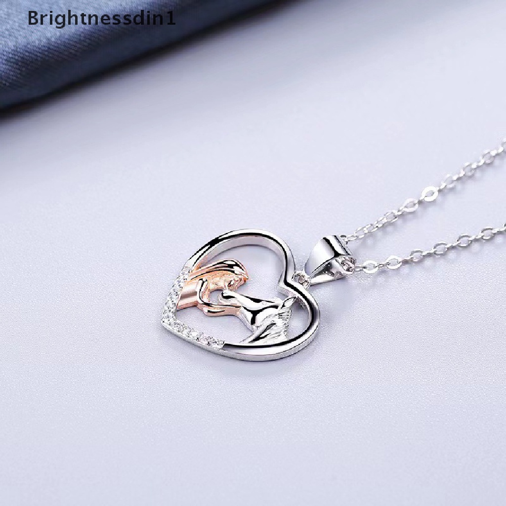 [Brightnessdin1] Gadis Trendi Kuda Hati Liontin Kalung Untuk Wanita Cinta Hati Kalung Perempuan Pesta Perhiasan Trendi Drop Pendant Necklace Hadiah Butik