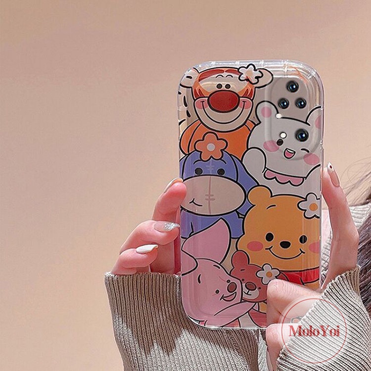 IPHONE Case Kompatibel Untuk Iphone7 8 Plus 11 12 14 Pro Max XR XS Max X 6 6s Plus 13 Pro Max SE 2020 Kartun Lucu Winnie The Pooh Bear Shockproof Airbag Lembut TPU Full Penutup Belakang