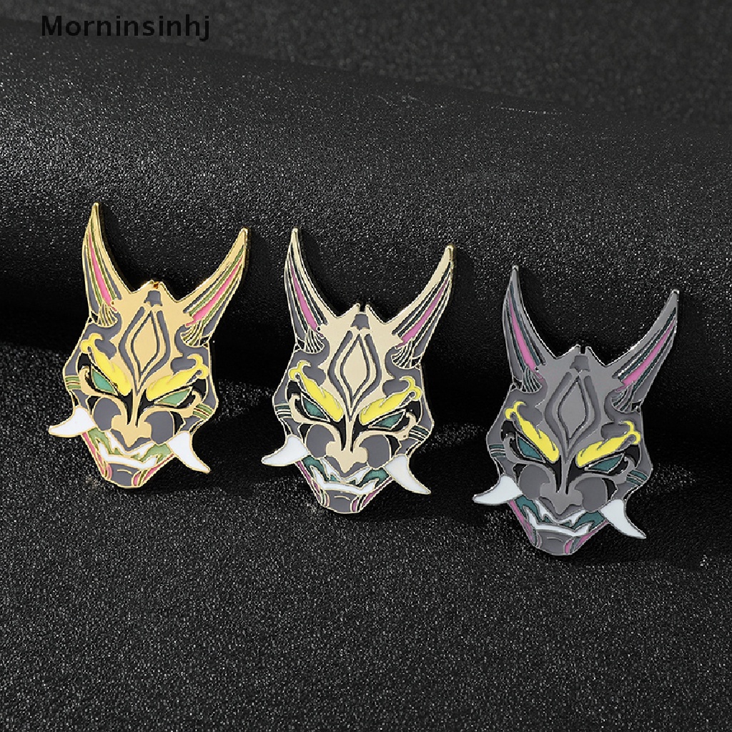 Mornin Game Genshin Impact Xiao Cosplay Badge Kostum Props Topeng Luminous Metal Pin id