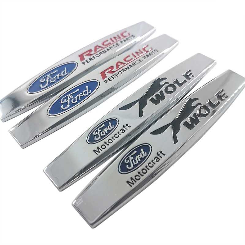 2x Metal FORD RACING Serigala Logo Mobil Auto Side Fender Belakang Dekoratif Emblem Badge Decal Stiker Untuk FORD