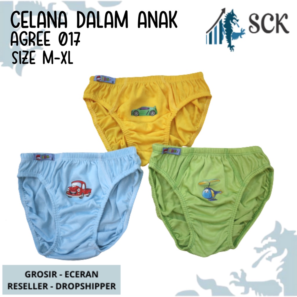 [ISI 3] CD Anak AGREE 017 Polos Aneka Warna / Pakaian Dalam Anak AGREE Kids - sckmenwear GROSIR