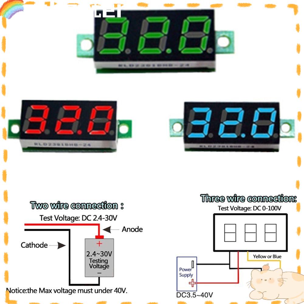 Solighter 3PCS Voltmeter Digital DC Profesional LED 2.5-30V/0-100V Tester Tegangan