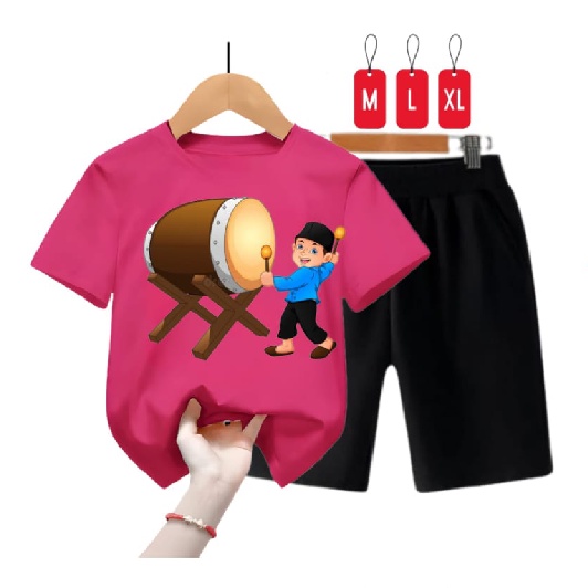 Hzl_outfit Setelan Baju Anak Cowok Tabuh Beduk/ Baju Setelan Anak Cowok Size/ M,L,XL