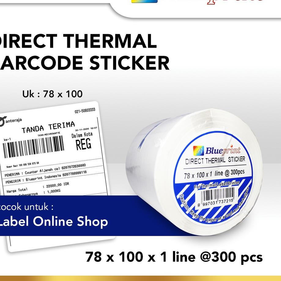 

ANA550 Direct Thermal Sticker , Stiker Label Online Shop BLUEPRINT 78 x 100 , 78x100 mm isi 300Pcs - 1 Roll |||