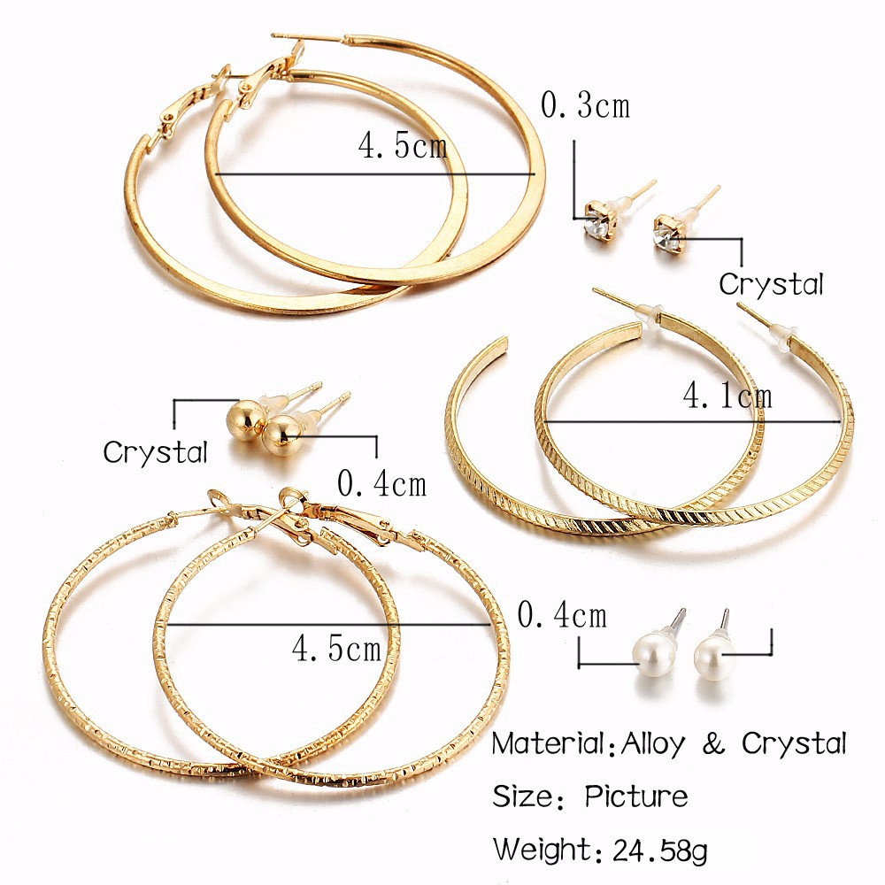 12pcs/set Anting Hoop Besar Kepribadian Baru Anting Geometris Lingkaran Besar Sederhana Untuk Wanita Perhiasan Pesta Perempuan