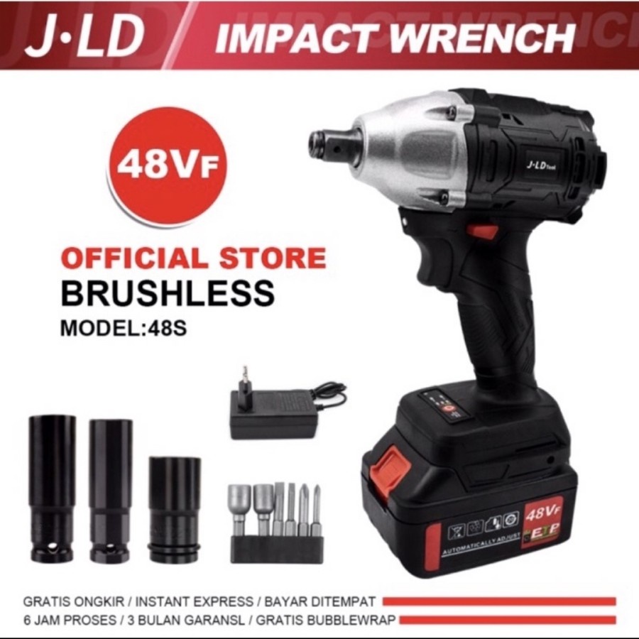 Cordless impact wrench pembuka baut JLD 48S 1 baterai buka baut motor - JLD 48S
