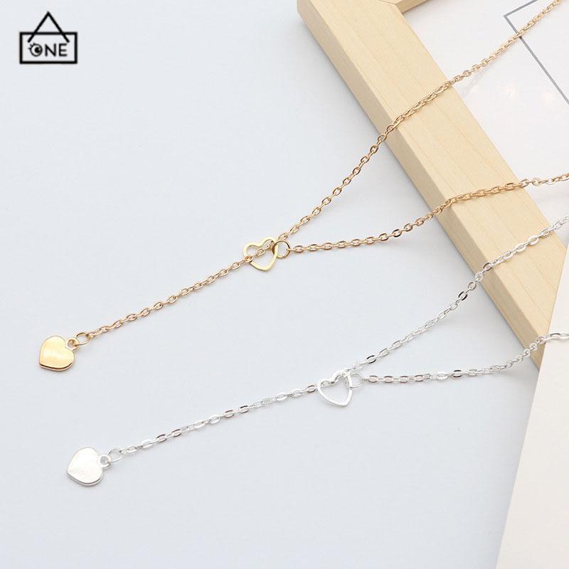 COD❤️Kalung Cinta Kalung Hati Persik Kerawang Korea Cinta Liontin Kalung Wanita Rantai Klavikula-A.one