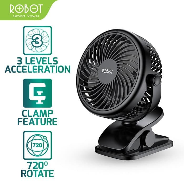 ROBOT Kipas Angin Mini RT-BF10 - Robot KKipas Angin Portable Fan Battery 2000mAh Mini Fan ORI