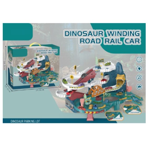 Mainan Anak DINOSAUR WINDING ROAD RAIL CAR Dinosaurus Jalan Berliku