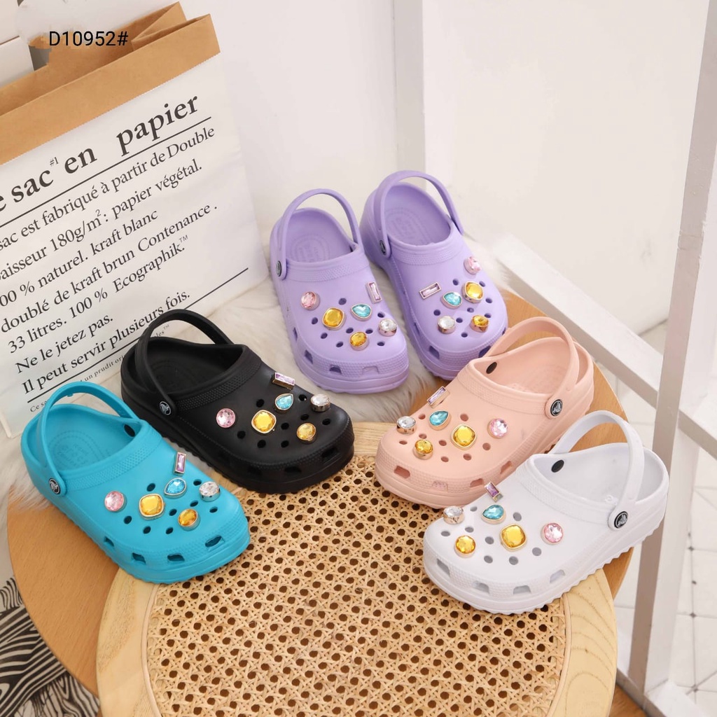 Fashion Crocs Classic Bae Clog Stud Diamond For Women Slip Sandals  D10952