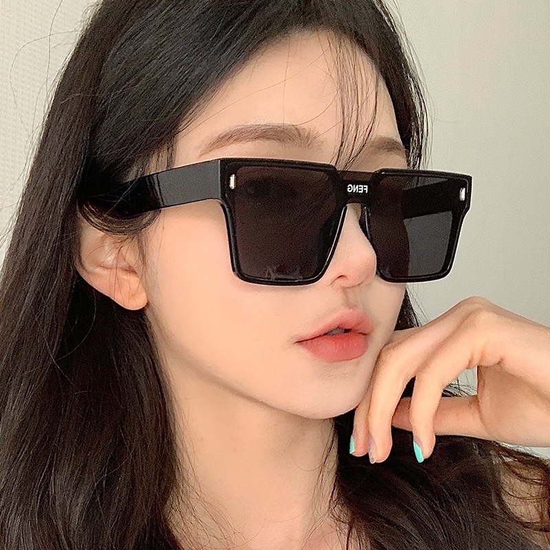 Fashion Rectangle Oversized One-piece Sunglasses/Kacamata Matahari Perlindungan UV Klasik Vintage/Kacamata Kerai Bingkai Besar Unisex