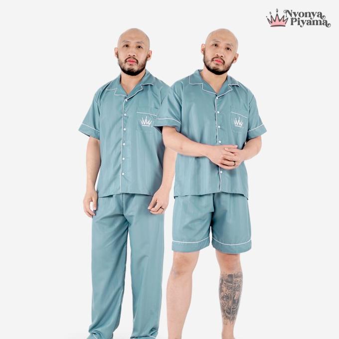 Nyonya Piyama Poly Bamboo Piyama Pria - Cilantro Polos Herb