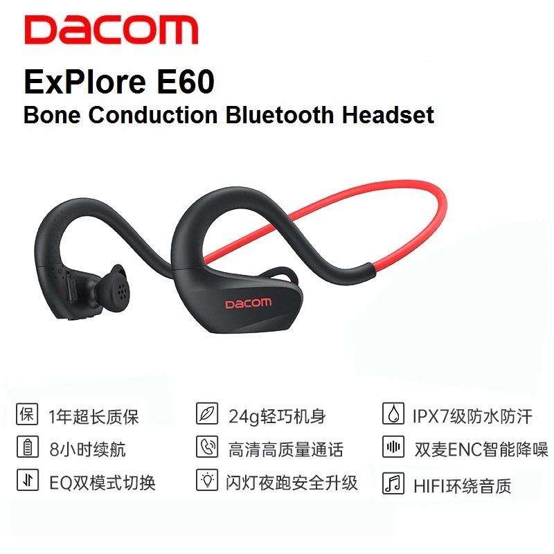 AKN88 - DACOM EXPLORE E60 - Bone Conduction Sport IPX7 Bluetooth Headset