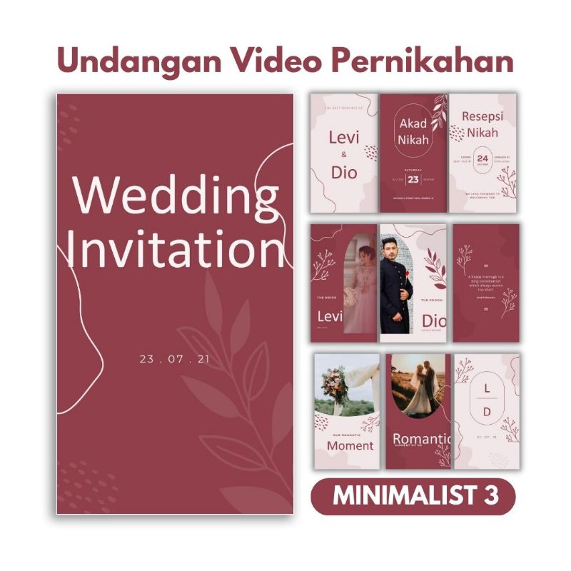Undangan video | undangan digital | undangan pernikahan tema minimalist murah dan cepat pakai foto d