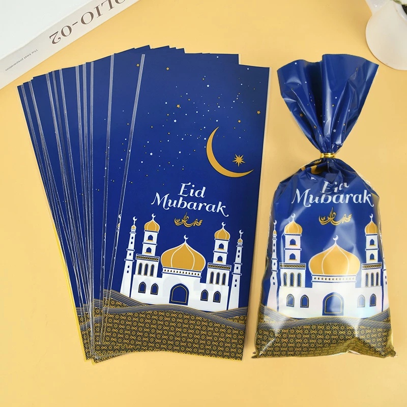 50pcs Tas Bingkisan Ramadhan/Tas Kemasan Kue Permen Hias Lebaran Eid Mubarak Home Party