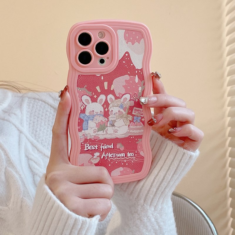 Pink Ripple Pattern Soft Case OPPO A7 A5S A12 A11K F9 Pro F11 A53 A33 A9 A57 A5 A3S A31 2020 Reno 5 6 7Z 8 5G VIVO Y12S Y20i Y20S Y11 Y12i Y15 Y17 V23E V23 Pro S1 Bunny Rabbit